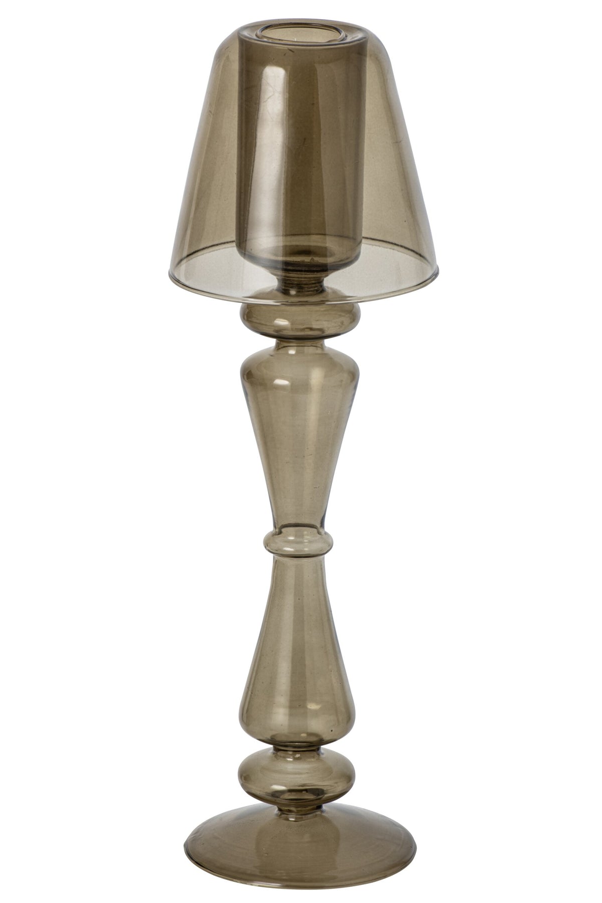 Theelichthouder Vintage Glas Olijfgroen Large
