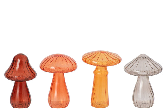 Mushroom Glass Multi Assortment Of 4