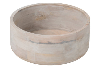 Grand bol rond en bois de manguier blanc
