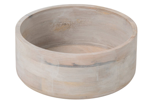 Kom rond mango hout wit groot