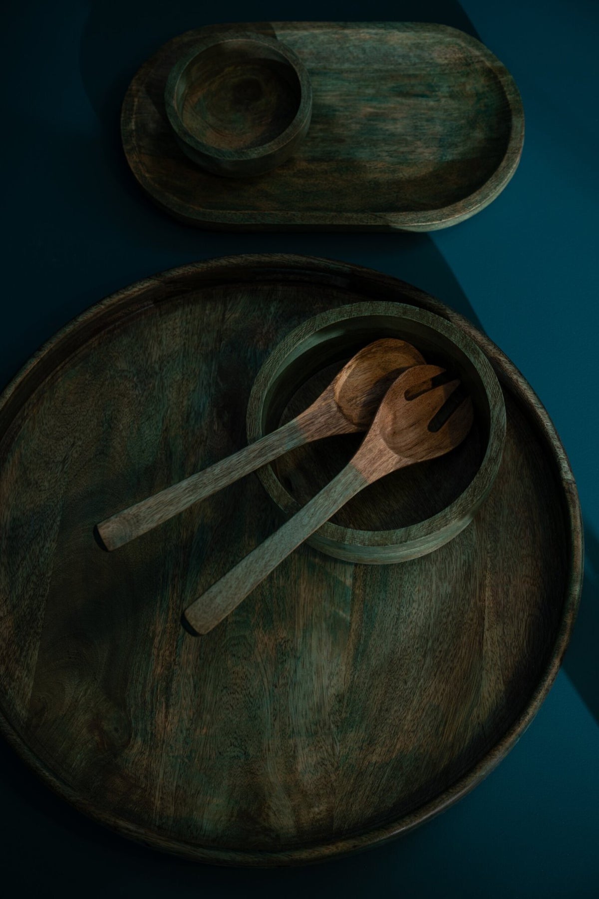 Dienblad mango hout donkergroen