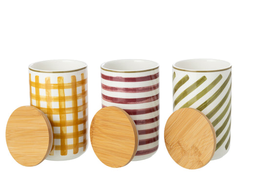 Bus stoneware burgundy/olive assortment of 3