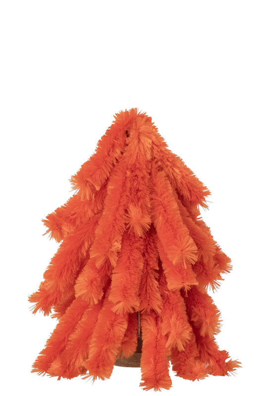 Christmas Tree Fluffy Polyester Dark Orange Small