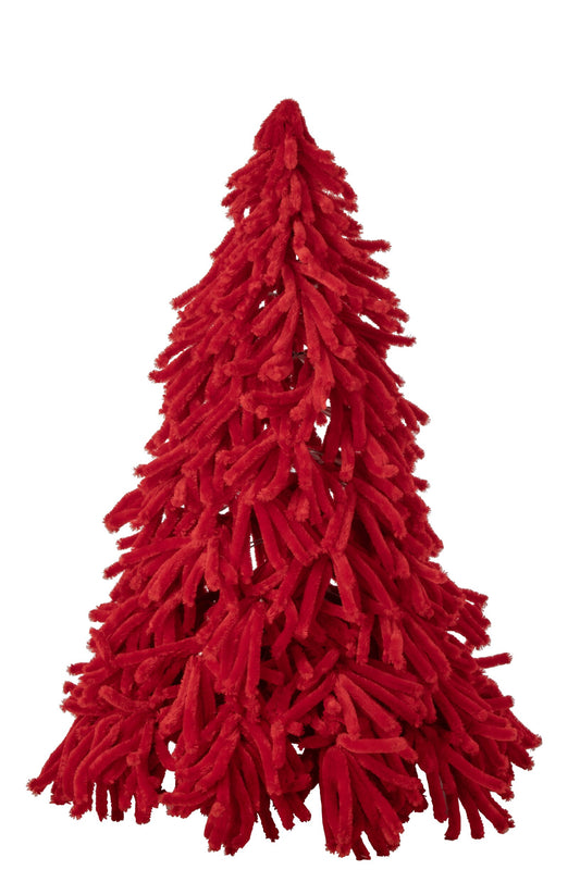 Christmas Tree Fluffy Polyester Red Large