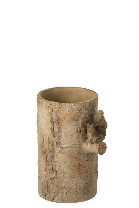 Vase Squirrel Cement Beige/Brown Small