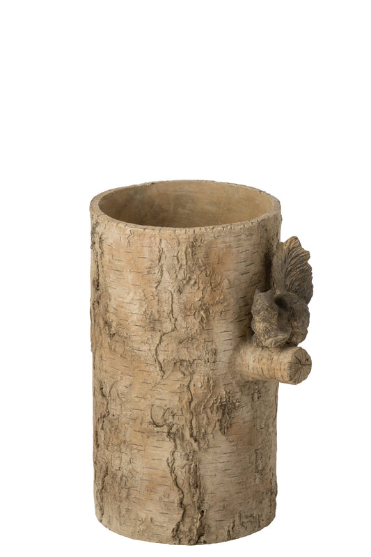 Vase Squirrel Cement Beige/Brown Medium