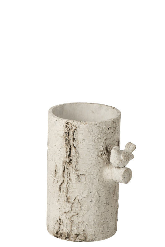 Vase Bird Cement Off-White Small
