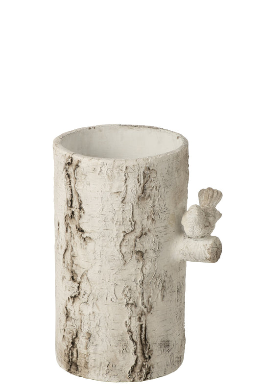 Vase Bird Cement Off-White Medium