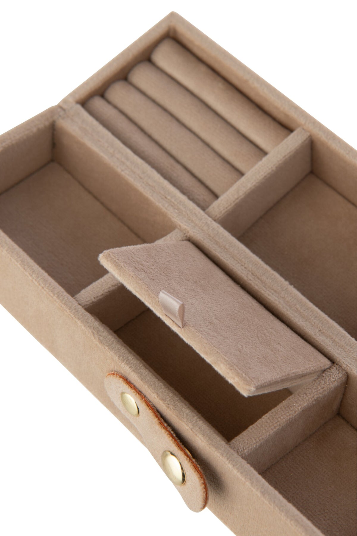 Juwelendoos voorraad vakken fluweel beige