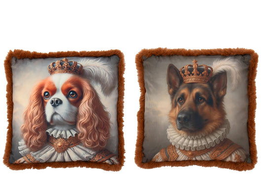 Cushion Dog + Crown Polyester Rust Brown Assortment Of 2