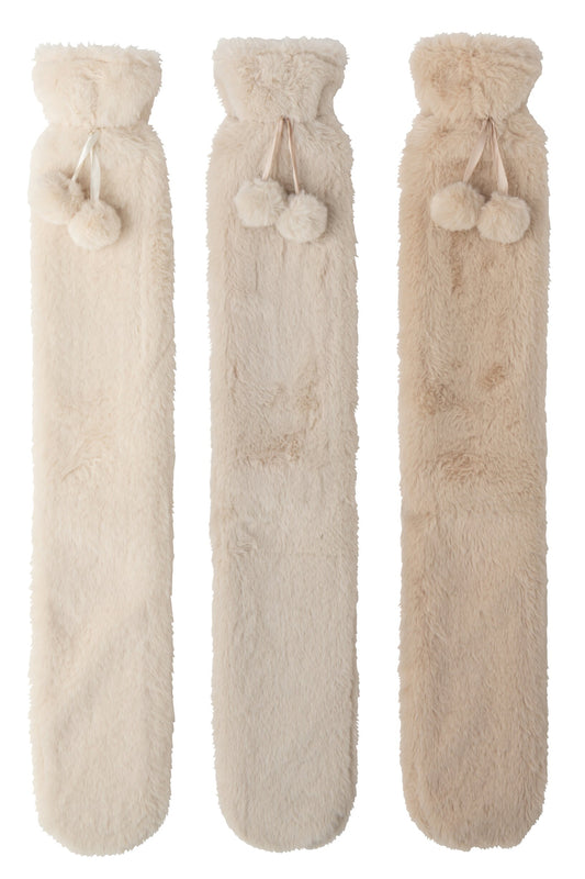 Hot Water Bottle Long Rubber Off-White/Beige Assortment Of 3