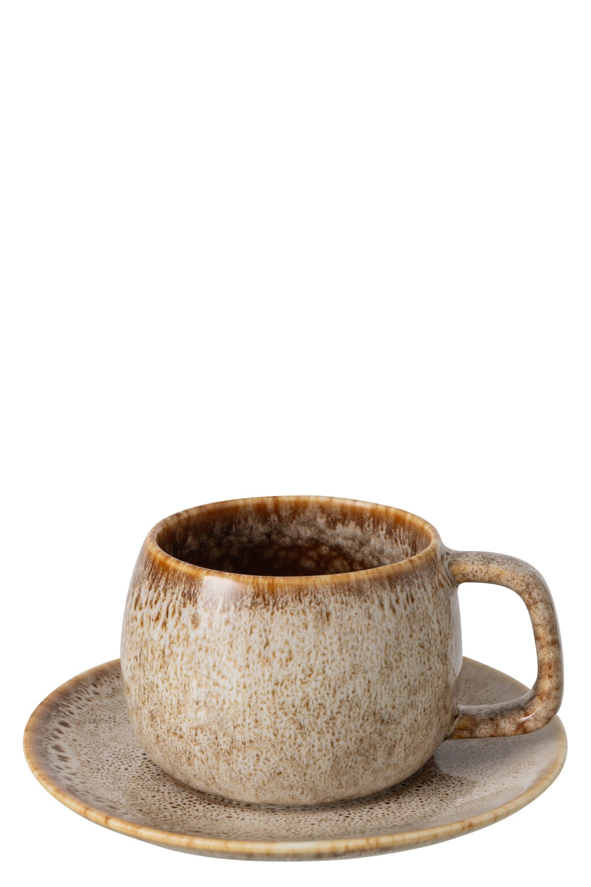 Set van 4 koffiekop + schotel porselein taupe
