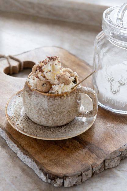 Set van 4 koffiekop + schotel porselein taupe