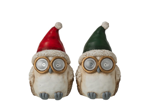 Owl Christmas Hat Magnesium Green/Red Small Assortment Of 2