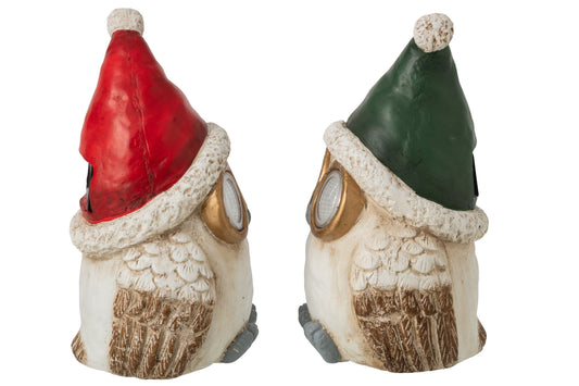 Owl Christmas Hat Magnesium Green/Red Large Assortment Of 2