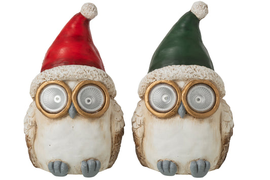 Owl Christmas Hat Magnesium Green/Red Large Assortment Of 2