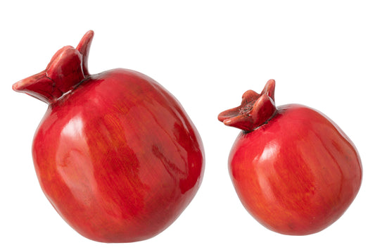 Set Of 2 Pomegranate Clay Red