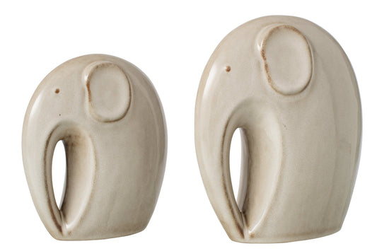 Set Of 2 Elephant Porcelain Beige