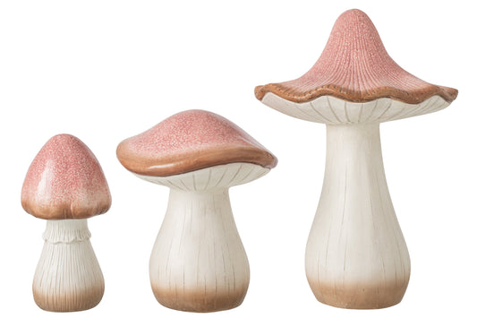Set Of 3 Mushroom Magnesium Light Pink
