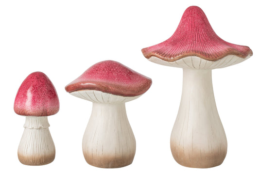 Set Of 3 Mushroom Magnesium Dark Red