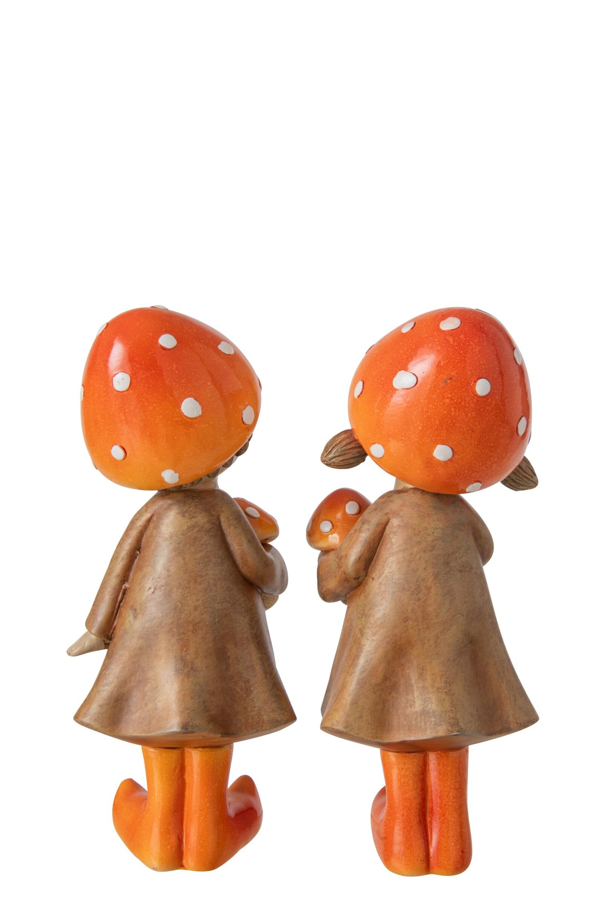 Boy/Girl Mushroom Polyresin Beige/Orange Large Assortment Of 2