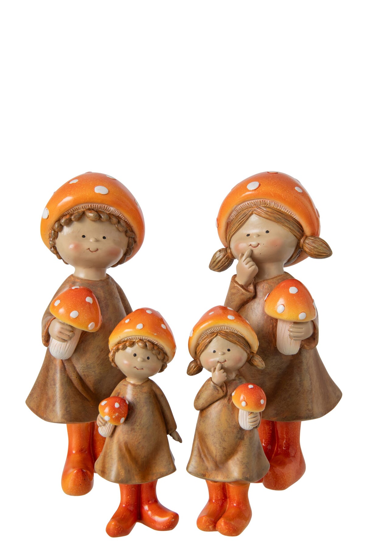 Boy/Girl Mushroom Polyresin Beige/Orange Large Assortment Of 2