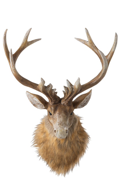 Wall Object Reindeer Head Polyresin Brown/Light Beige Large