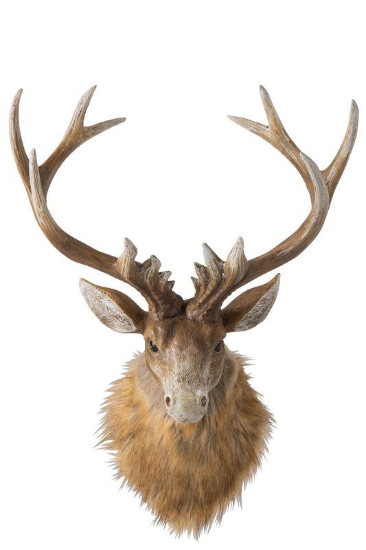 Wall Object Reindeer Head Polyresin Brown/Light Beige Large