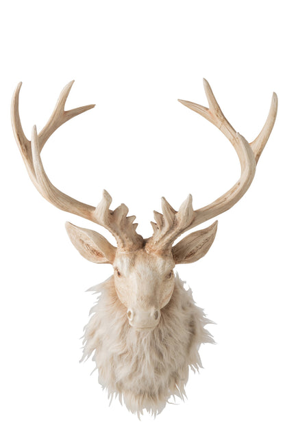 Wall Object Reindeer Head Polyresin Light Beige Large