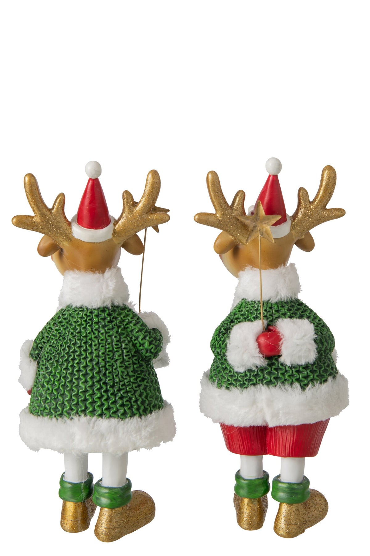 Reindeer Winter Clothes Polyresin Dark Green/Christmas Red Large Assortment Of 2