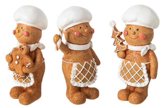 Gingerbread Cooking Polyresin Beige/White Large Assortment Of 3