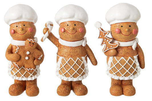 Gingerbread Cooking Polyresin Beige/White Large Assortment Of 3