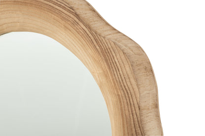 Wall Mirror Ribbed Paulownia Wood Natural Small