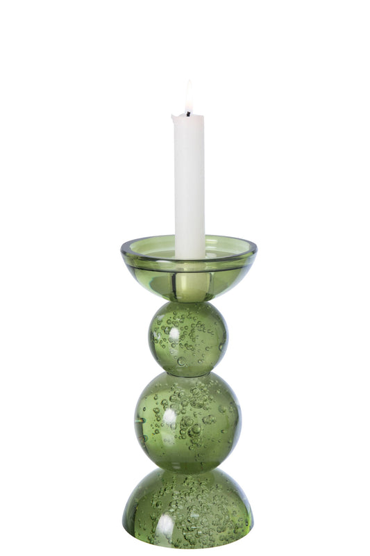 Kaarshouder Glas Olijfgroen Small