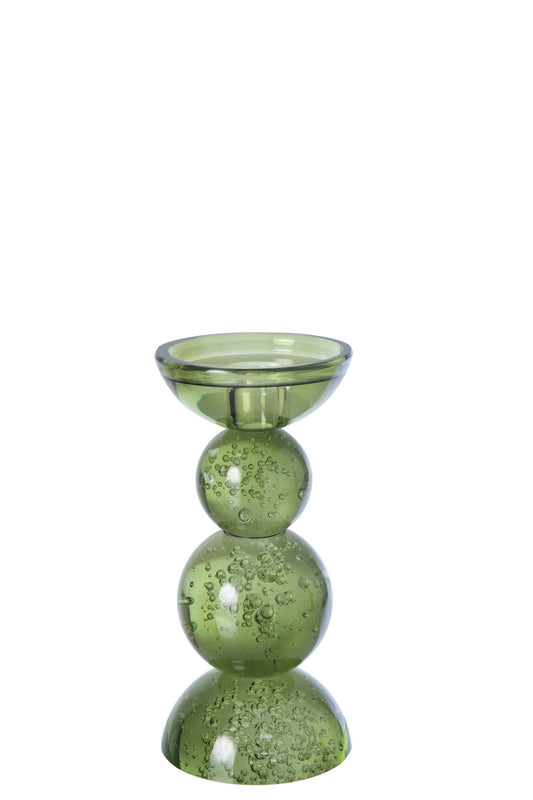 Kaarshouder Glas Olijfgroen Small
