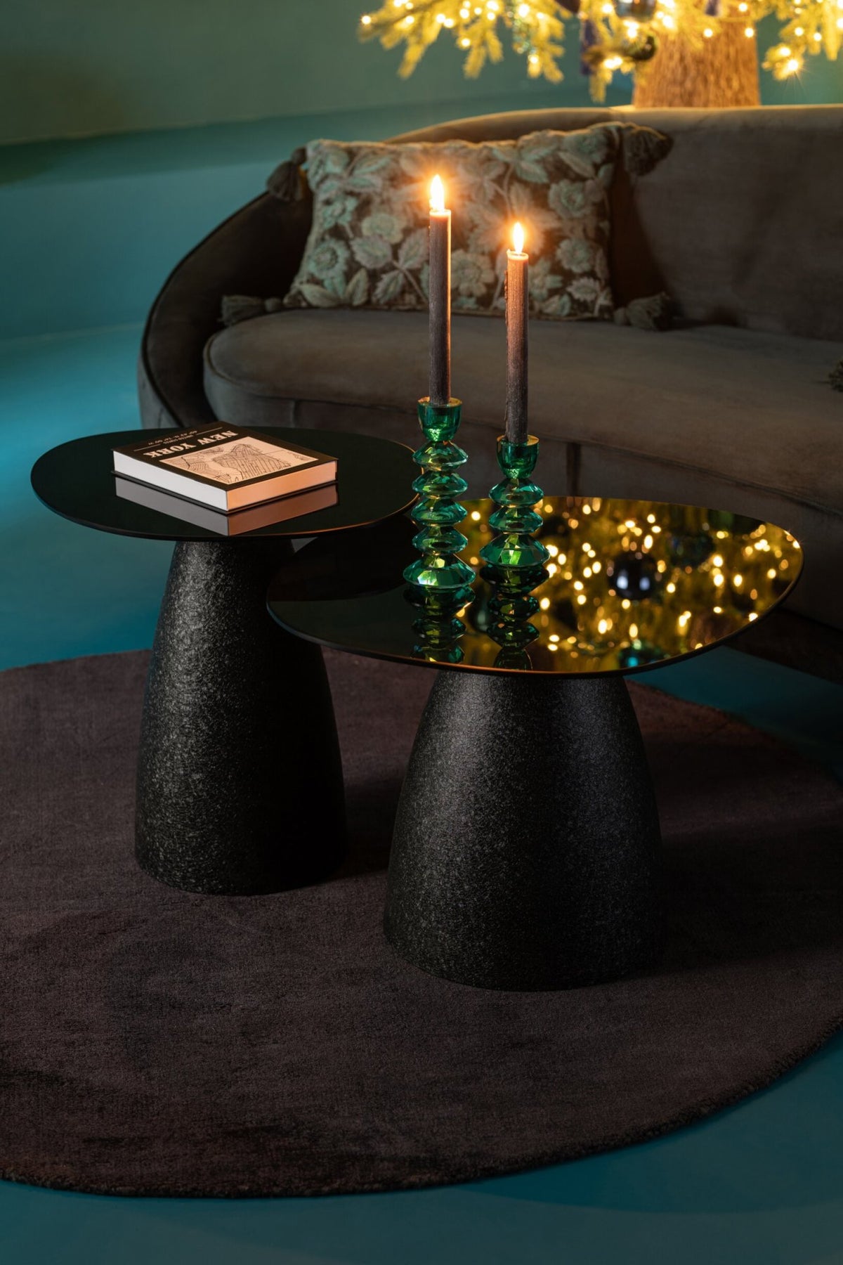 Set Van 2 Kaarshouder Glas Turquoise