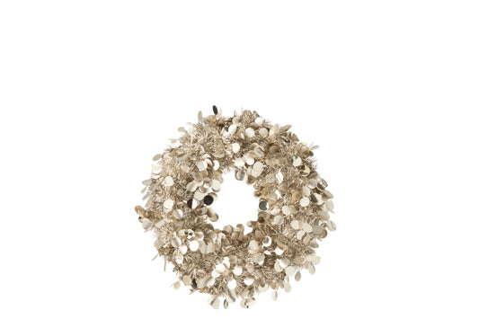 Wreath Sparkling Polystyrene Greige Small