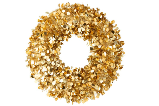 Wreath Sparkling Polystyrene Gold Large