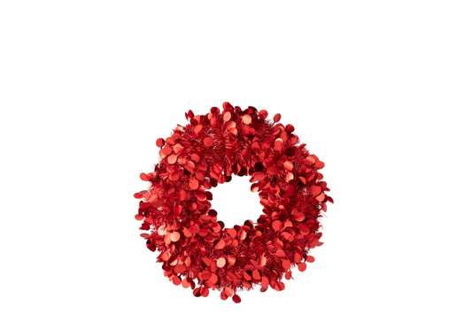 Wreath Sparkling Polystyrene Red Small