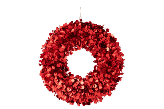 Wreath Sparkling Polystyrene Red Medium