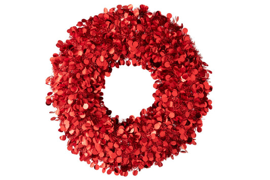 Wreath Sparkling Polystyrene Red Large
