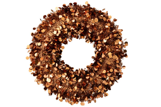 Wreath Sparkling Polystyrene Brown Large