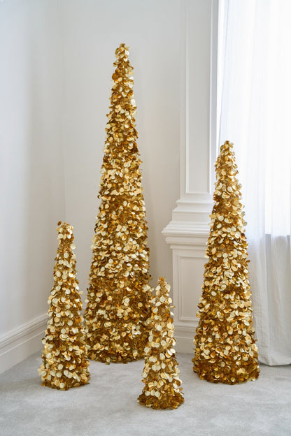 Tree Sparkling Polystyrene Gold Small