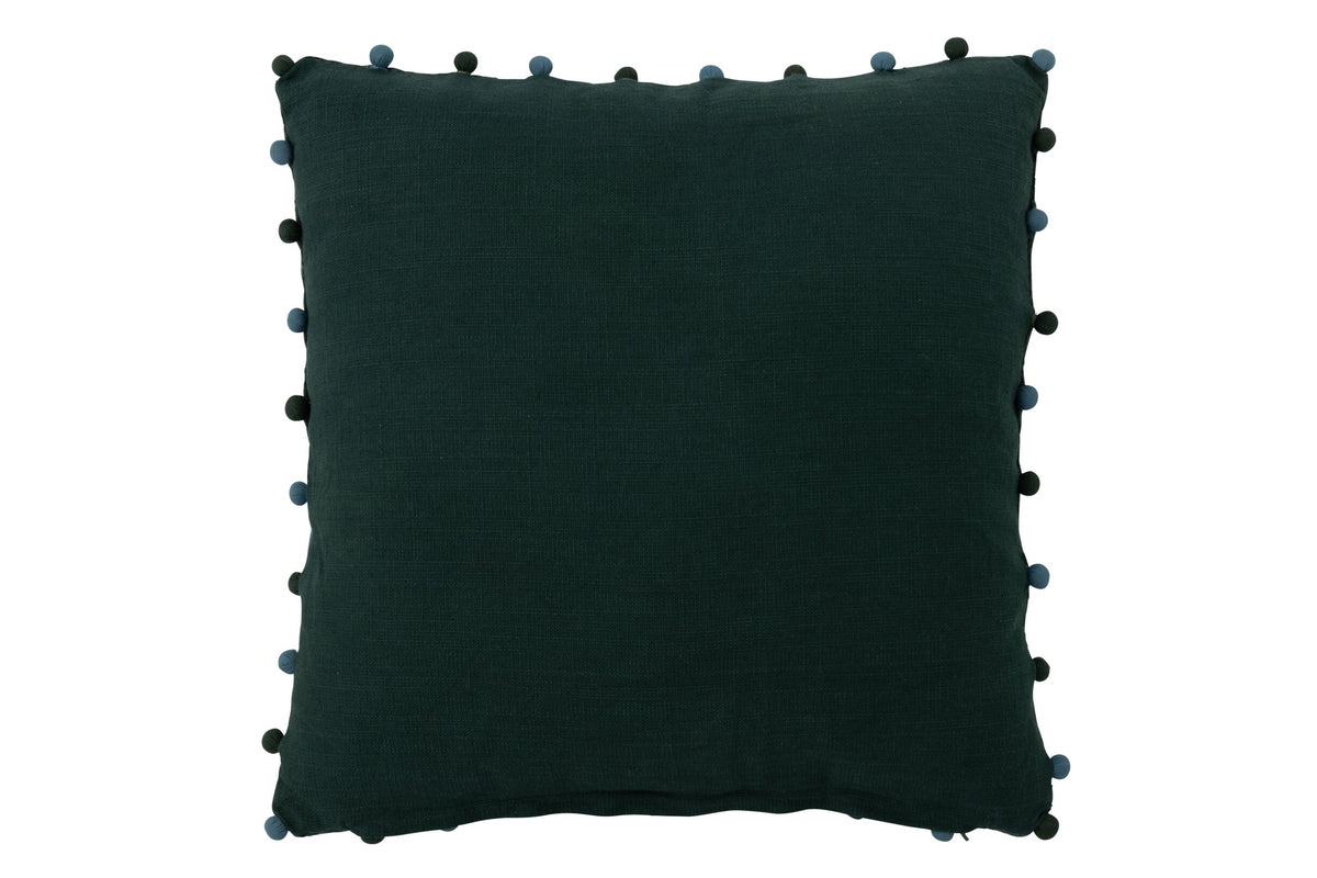 Cushion Leaves + Flowers Square Viscose Dark Green/Turquoise