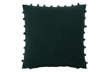 Cushion Leaves + Flowers Square Viscose Dark Green/Turquoise