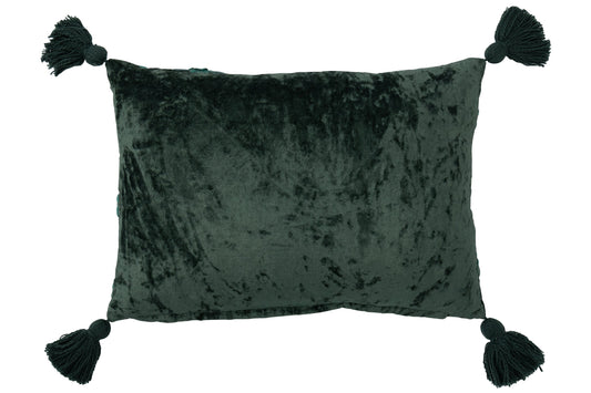 Cushion Leaves Rectangle Viscose Dark Green/Turquoise