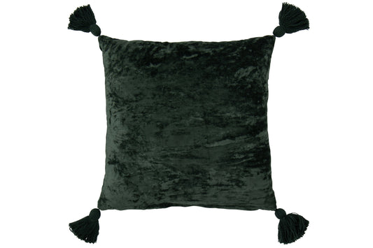 Cushion Leaves Square Viscose Dark Green/Turquoise