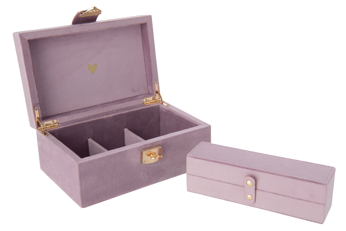 Jewelry box organizer compartments velvet lilac