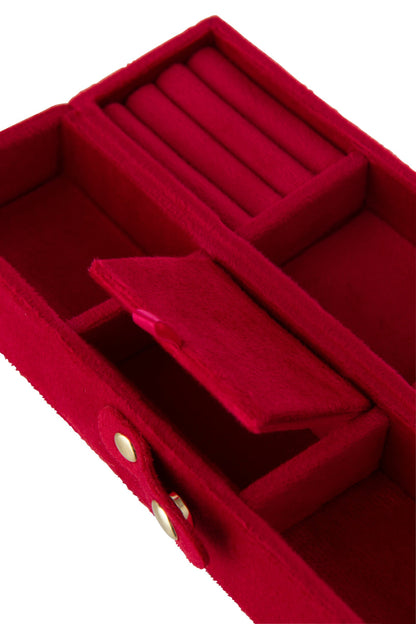Juwelendoos voorraad vakken fluweel karmijn rood