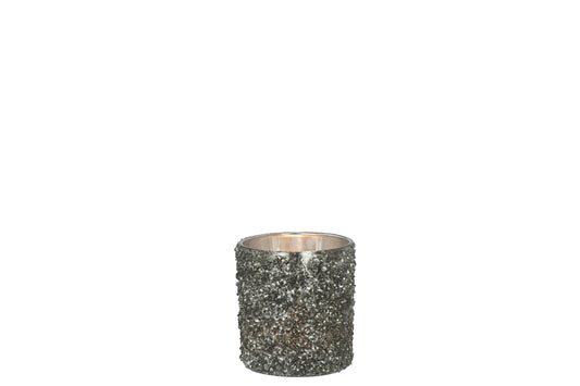 T-Lichthouder Glitter Glas Smokey Grijs Small